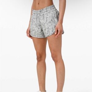 lululemon athletica Women's Gray and White Patterned Athletic Shorts